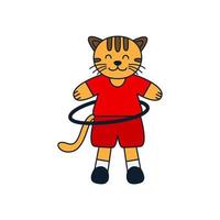 illustration mignon dessin animé chat gymnastique logo icône vecteur