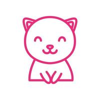 petit chat ou chaton ou minou ou ligne pour animaux de compagnie sourire mignon dessin animé logo vector illustration design
