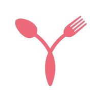 plante avec fleur cuillère et fourchette beauté logo symbole icône vecteur graphisme illustration idée créative