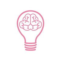 idée de lampe ampoule avec cerveau ligne logo icône symbole vecteur conception graphique