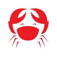 rouge abstrait crabe mignon sourire logo design vecteur graphique symbole icône signe illustration idée créative