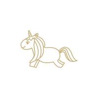 licorne ou cheval dessin animé mignon saut heureux ligne logo icône illustration vectorielle vecteur