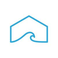ligne minimale maison avec vague logo design vecteur symbole graphique icône signe illustration idée créative