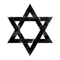 Etoile de David juive à six branches en noir avec icône de vecteur de Style de verrouillage