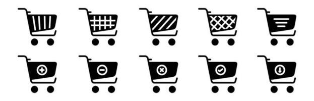 vecteur plein et vide symbole de panier boutique et vente, jeu d'icônes de ligne de panier