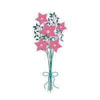 bouquet de fleurs roses abstraites avec arc isolé. bouquet de différentes fleurs de prairie fraîches. illustration vectorielle plate vecteur