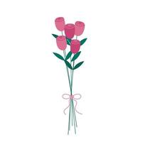 bouquet de roses avec archet isolé. bouquet de fleurs fraîches roses. illustration vectorielle plate vecteur