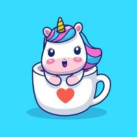 licorne mignonne en illustration d'icône de vecteur de dessin animé de tasse. concept d'icône de boisson animale isolé vecteur premium. style de dessin animé plat