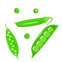 icône isolé de légumes pois verts frais. illustration vectorielle en style cartoon vecteur