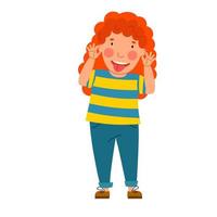 la fille rousse fit une grimace et montra la langue de vecteur