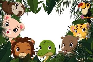 dessin animé animal sauvage dans la jungle vecteur