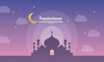 stock illustration ramadan kareem salutation moonshine mosquée silhouette traduction du texte ramadan kareem béni vecteur