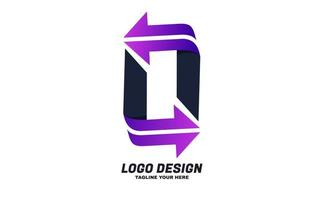 stock illustration génial logo initial o flèche logistique avec modèle de logo design coloré vecteur