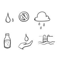 icônes de ligne d'eau dessinées à la main définies illustration avec vecteur de symbole de concept de doodle
