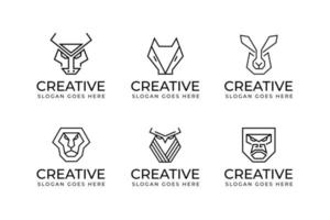 ensemble de création de logo animal minimaliste vecteur