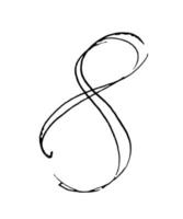 numéro 8 dessiné à la main. croquis numéro 8 - illustration vectorielle isolée sur fond blanc. lignes fines à huit chiffres vecteur