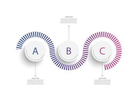 éléments abstraits du modèle infographique graphique avec étiquette, cercles intégrés. concept d'entreprise avec 3 options. pour le contenu, le diagramme, l'organigramme, les étapes, les pièces, les infographies de chronologie, la disposition du flux de travail. vecteur