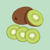 kiwi juteux et demi de kiwi. trois tranches de kiwi. illustration vectorielle isolée. vecteur