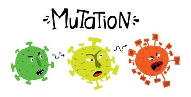 mutation du coronavirus. omikron et delta. covid mute. nouvelle version d'omicron. illustration dessinée à la main de la mutation du virus. vecteur