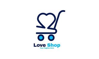abstrait love shop logo design style de ligne vecteur