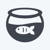 poisson dans l'icône du réservoir dans un style glyphe branché isolé sur fond bleu doux vecteur