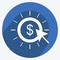 icône de paiement par clic dans un style branché d'ombre portée isolé sur fond bleu doux vecteur