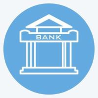 icône de la banque dans le style branché des yeux bleus isolé sur fond bleu doux vecteur