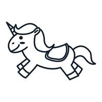 licorne ou cheval ou âne dessin animé mignon ligne logo icône illustration vectorielle vecteur