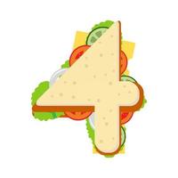 4ème sandwich logo symbole icône vecteur conception graphique illustration idée créative