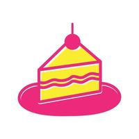 gâteau coloré savoureux jaune rose logo vecteur icône illustration design