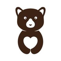 mignon animal miel ours avec amour forme logo symbole icône illustration de conception graphique vectorielle vecteur