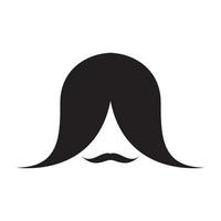 style de cheveux longs avec moustache logo vecteur icône illustration design