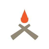 croix de bois avec feu de camp logo symbole icône illustration de conception graphique vectorielle vecteur