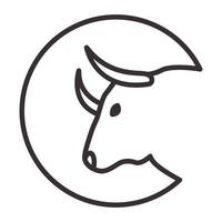 lignes tête vache bétail hipster logo vecteur icône illustration design