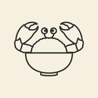 lignes de crabes de fruits de mer sur bol logo design vecteur icône symbole illustration
