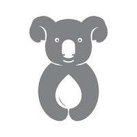koala animal mignon avec goutte d'eau logo symbole icône illustration de conception graphique vectorielle vecteur