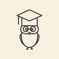 lignes de hibou mignon avec l'académie études logo vecteur icône symbole conception graphique illustration