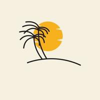 cocotiers avec coucher de soleil plage vacances vintage logo symbole icône vecteur graphique conception illustration idée créative