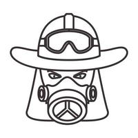chef pompier ligne avec masque logo symbole vecteur icône illustration graphisme
