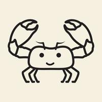 dessin animé lignes crabes heureux logo design vecteur icône symbole illustration