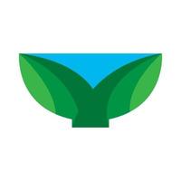 bol de nourriture nature avec logo vert et mer vecteur icône symbole illustration