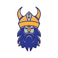 tête viking avec barbe cool logo vecteur icône illustration design