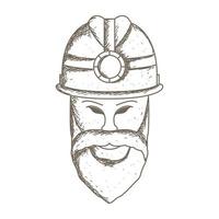 homme barbe mineur vintage logo vecteur symbole icône conception graphique illustration