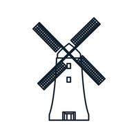 conception d'icône vectorielle de logo de contour de ligne de moulin à vent minimaliste vecteur
