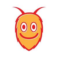 mignon dessin animé monstre heureux tête orange sourire petit logo vecteur icône illustration design