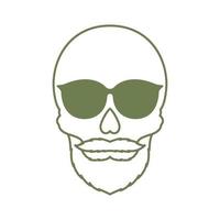 ligne vintage de crâne avec illustration d'icône vectorielle logo lunettes de soleil vecteur