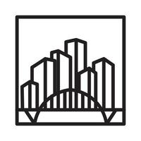 pont de lignes avec la ville bâtiment appartement logo vecteur symbole icône conception graphique illustration