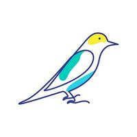 oiseau petit dessin au trait moderne coloré logo design vecteur icône symbole illustration