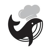 baleine avec chef logo vecteur symbole icône illustration de conception