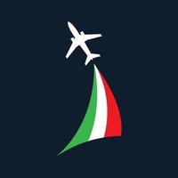 silhouette d'avion avec design d'icône vectorielle logo drapeau italien vecteur